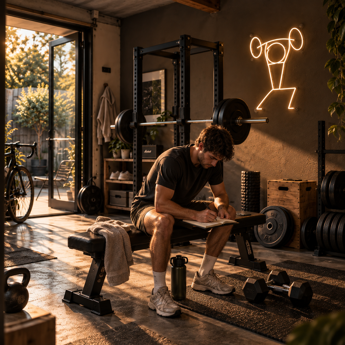 Stickman Weightlifting - Neon Sign