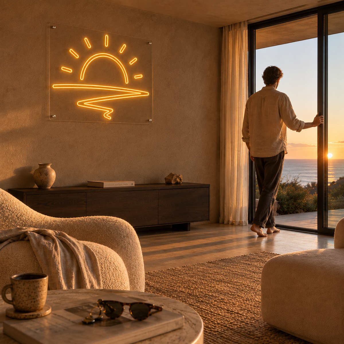 Sunset Outline (Double Line) - Neon Sign