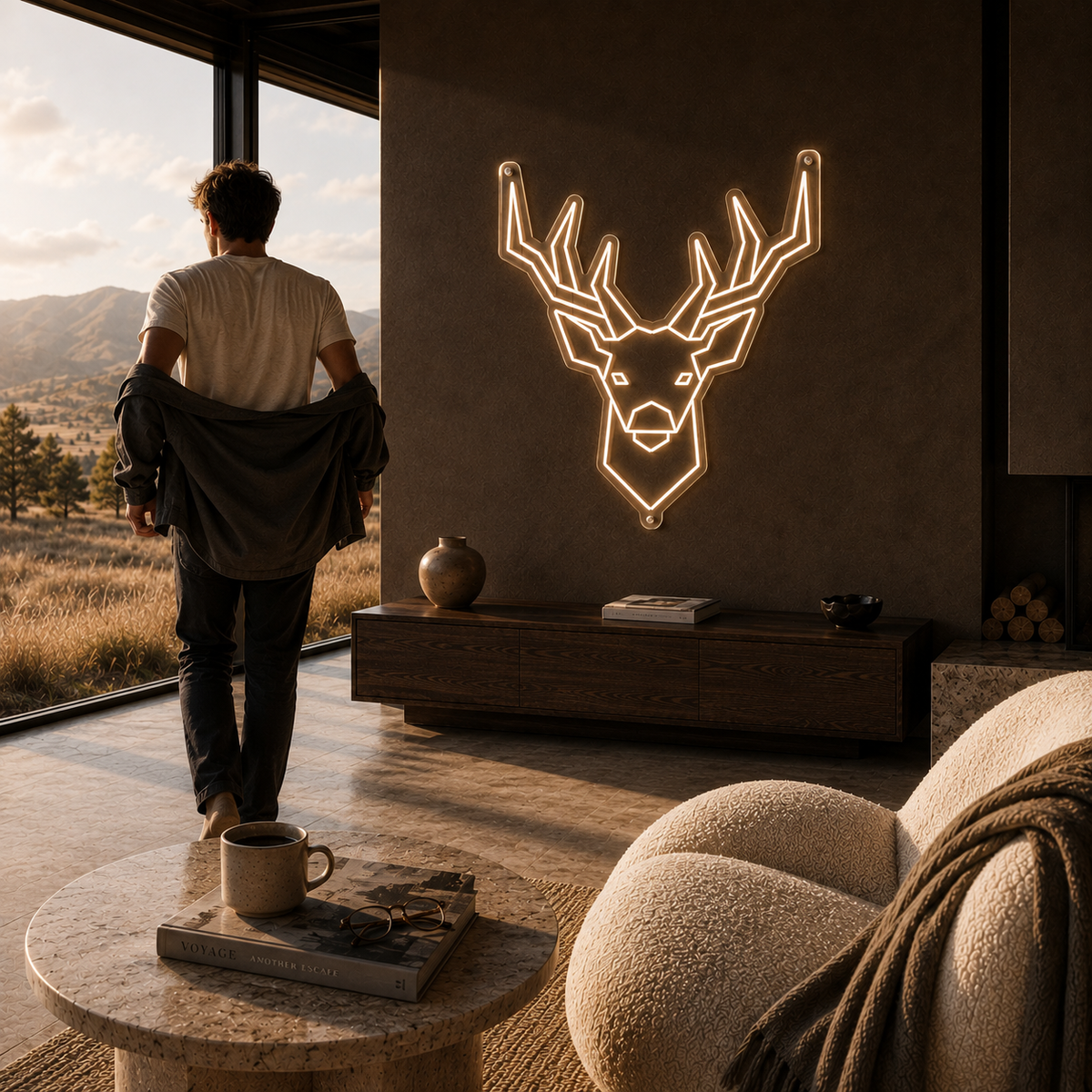 Stag Head - Neon Sign