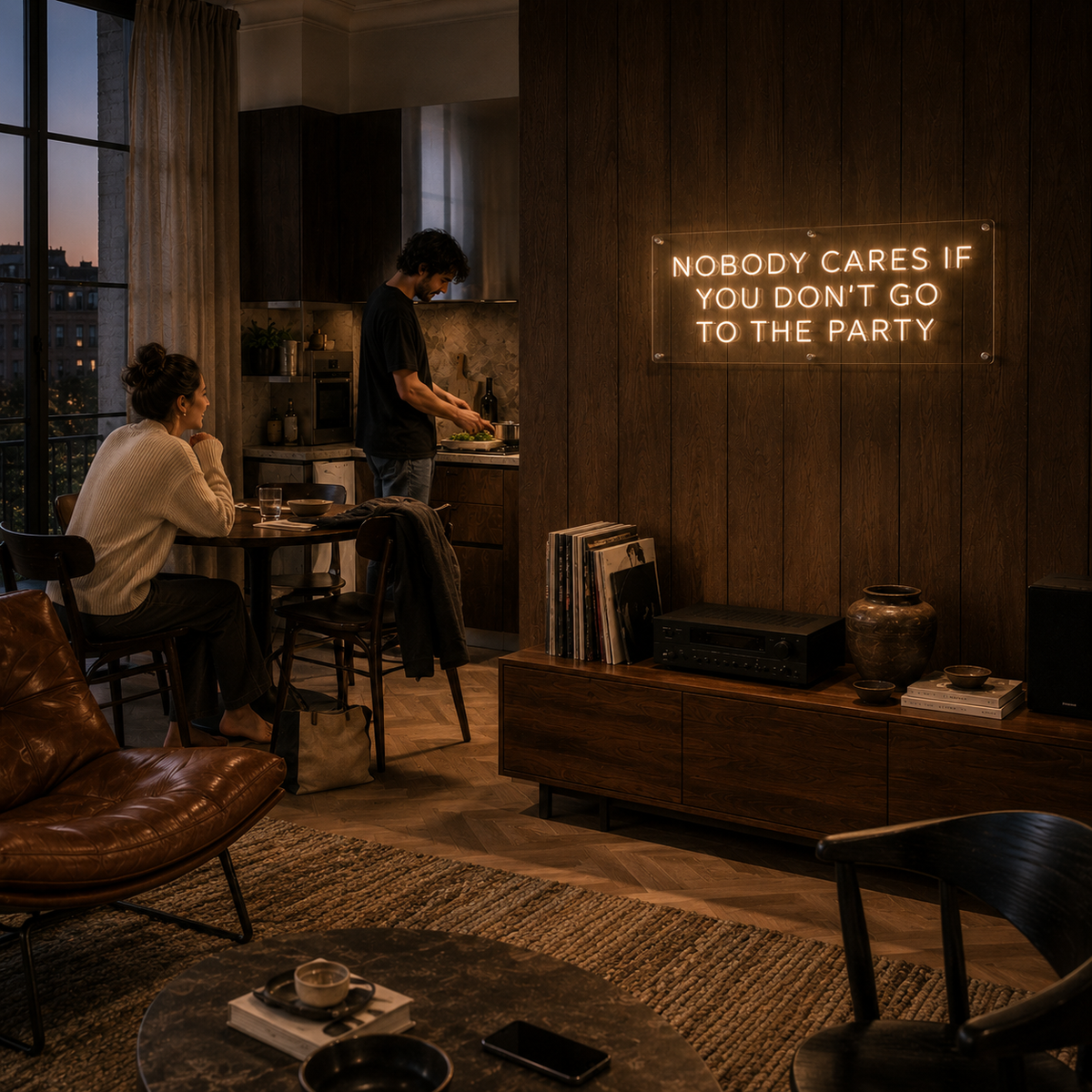 Nobody Cares If You Don't Go To The Party - Neon Sign