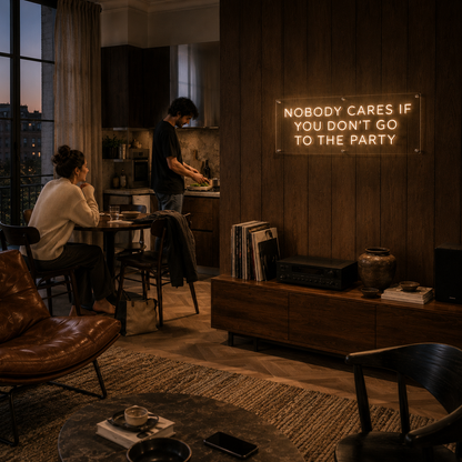 Nobody Cares If You Don't Go To The Party - Neon Sign