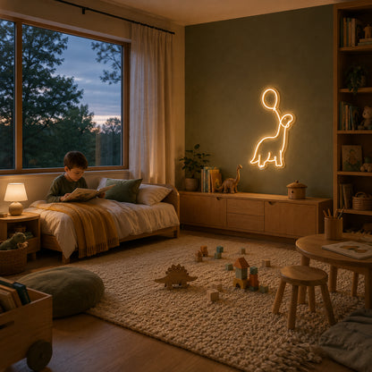 Dino & Balloon - Neon Sign