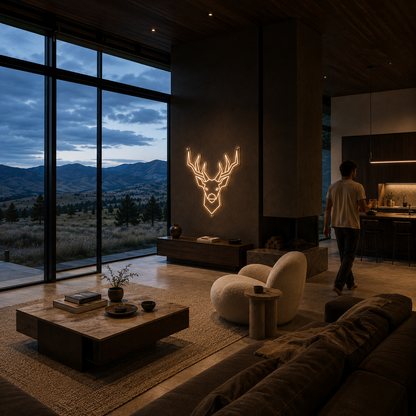 Stag Head - Neon Sign