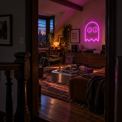 Pacman Ghost (double line) - Neon Sign