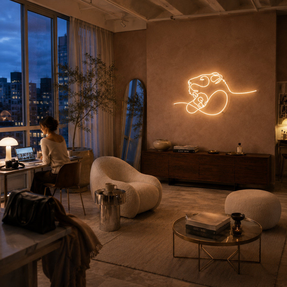 Lion and Cub - Neon Sign