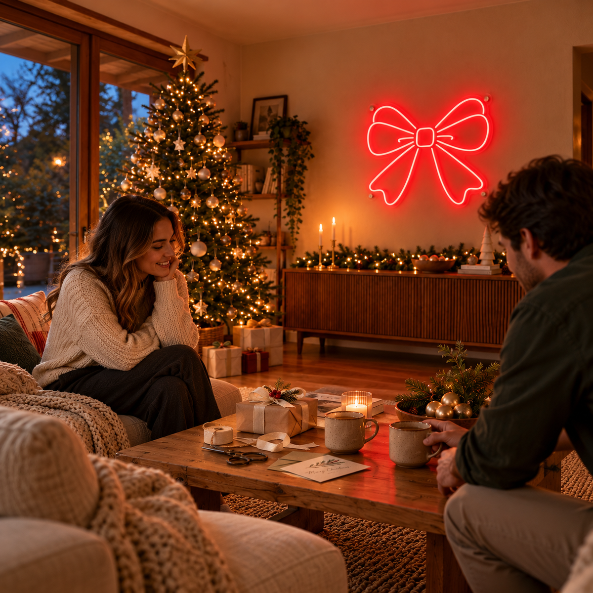 Christmas Bow - Neon Sign