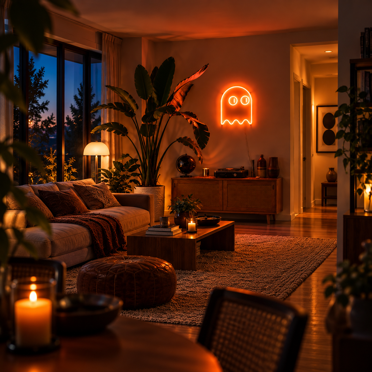 Pac Man Ghost (single line) - Neon Sign