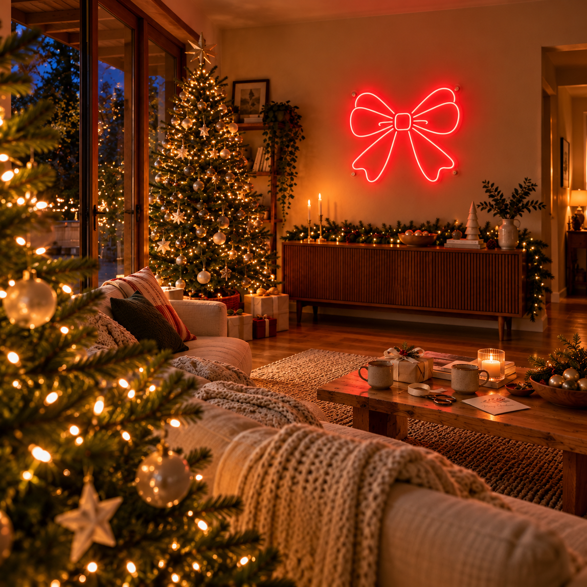 Christmas Bow - Neon Sign