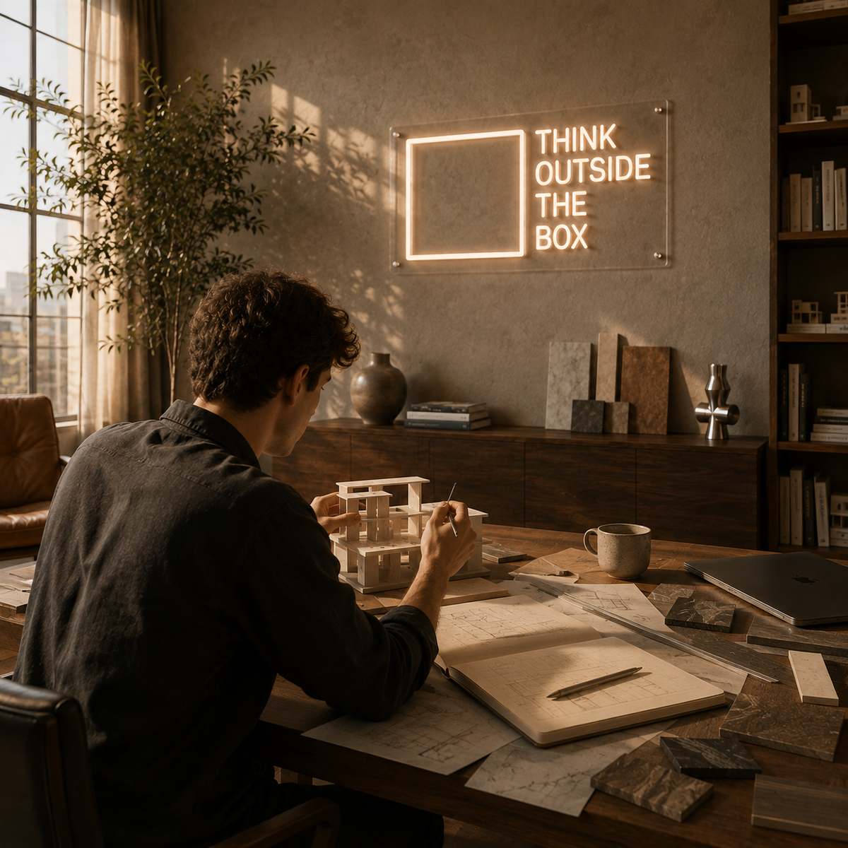 Think Outside The Box - Neon Sign