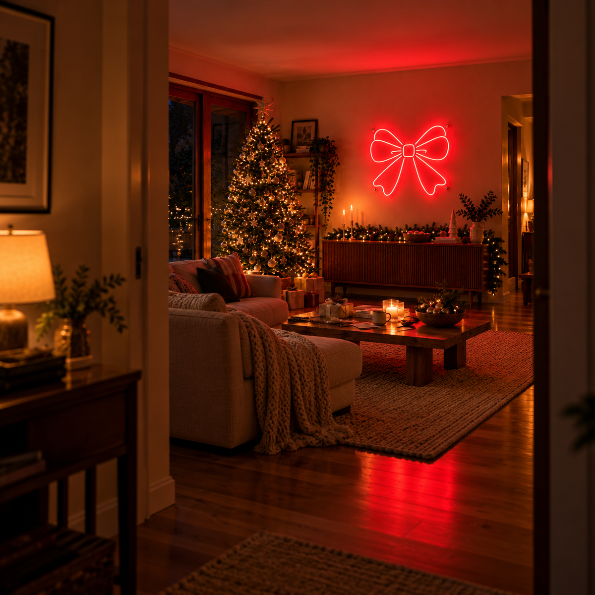 Christmas Bow - Neon Sign