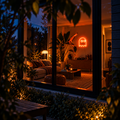 Pac Man Ghost (single line) - Neon Sign