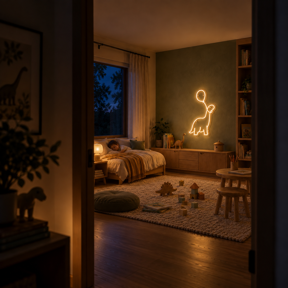 Dino & Balloon - Neon Sign