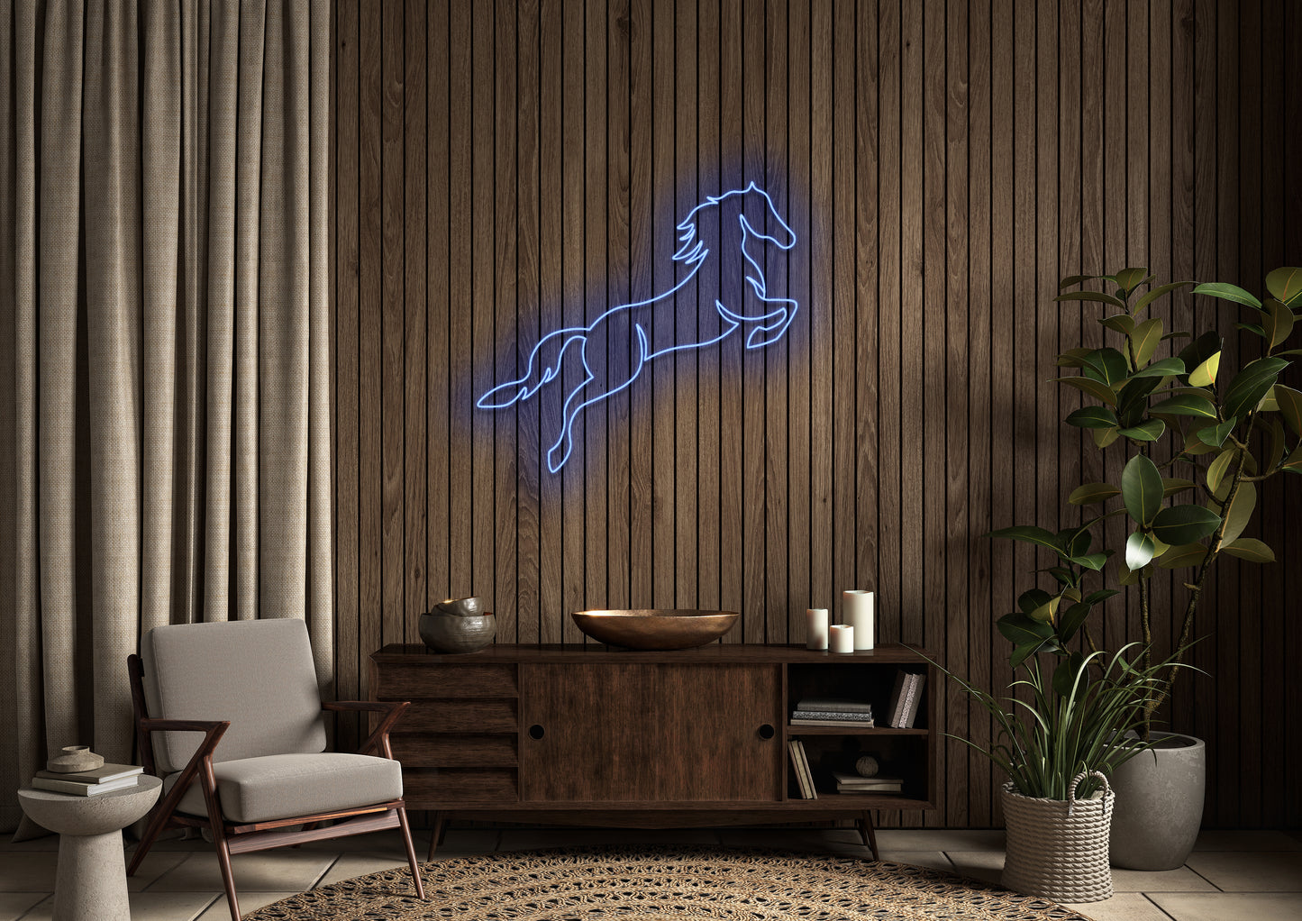 Horse Jumping - Neon Sign