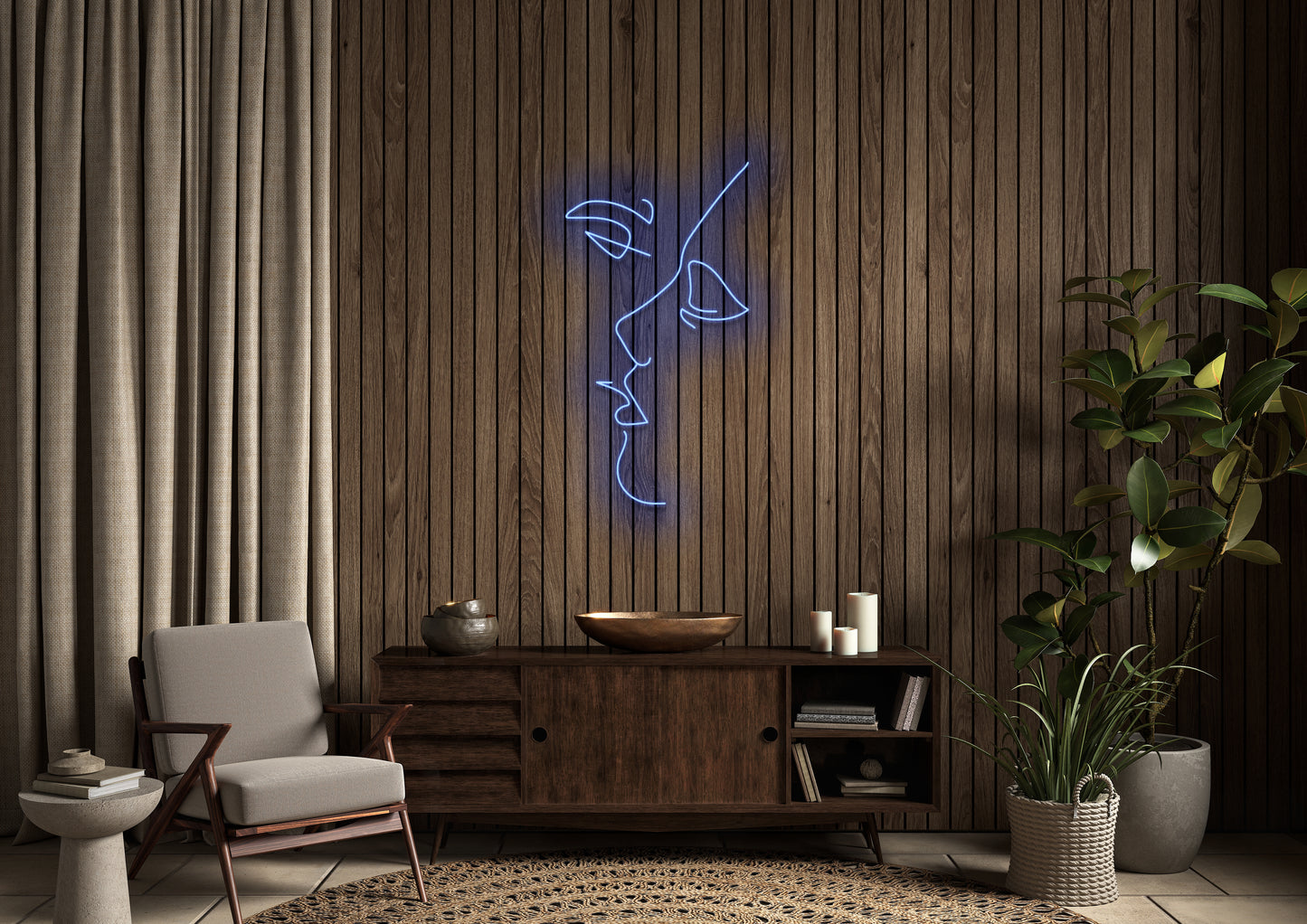Kissing line art - Neon Sign