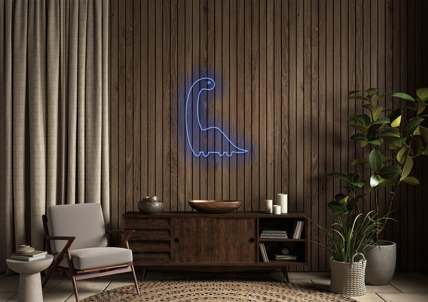 Long Neck Dino - Neon Sign