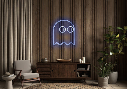 Pacman Ghost (double line) - Neon Sign