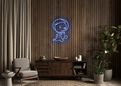 T-rex Bubble Head (single line) - Neon Sign
