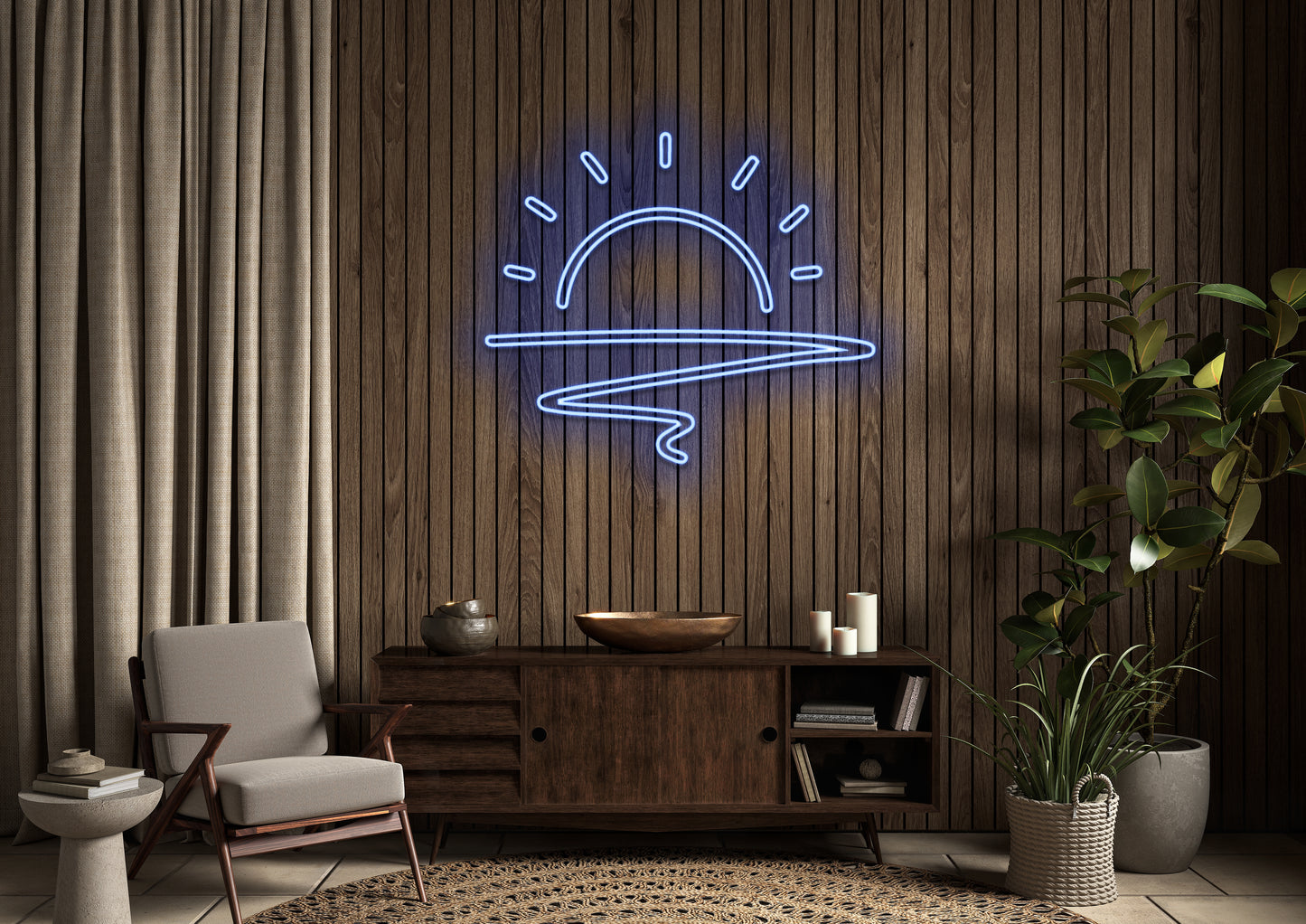 Sunset Outline (Double Line) - Neon Sign