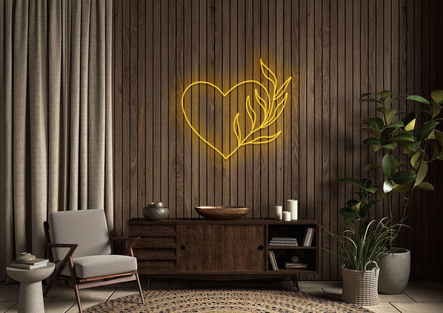 Heart Plant - Neon Sign