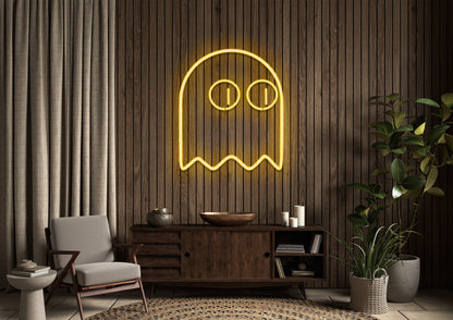 Pac Man Ghost (single line) - Neon Sign