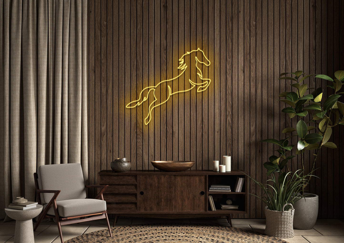 Horse Jumping - Neon Sign