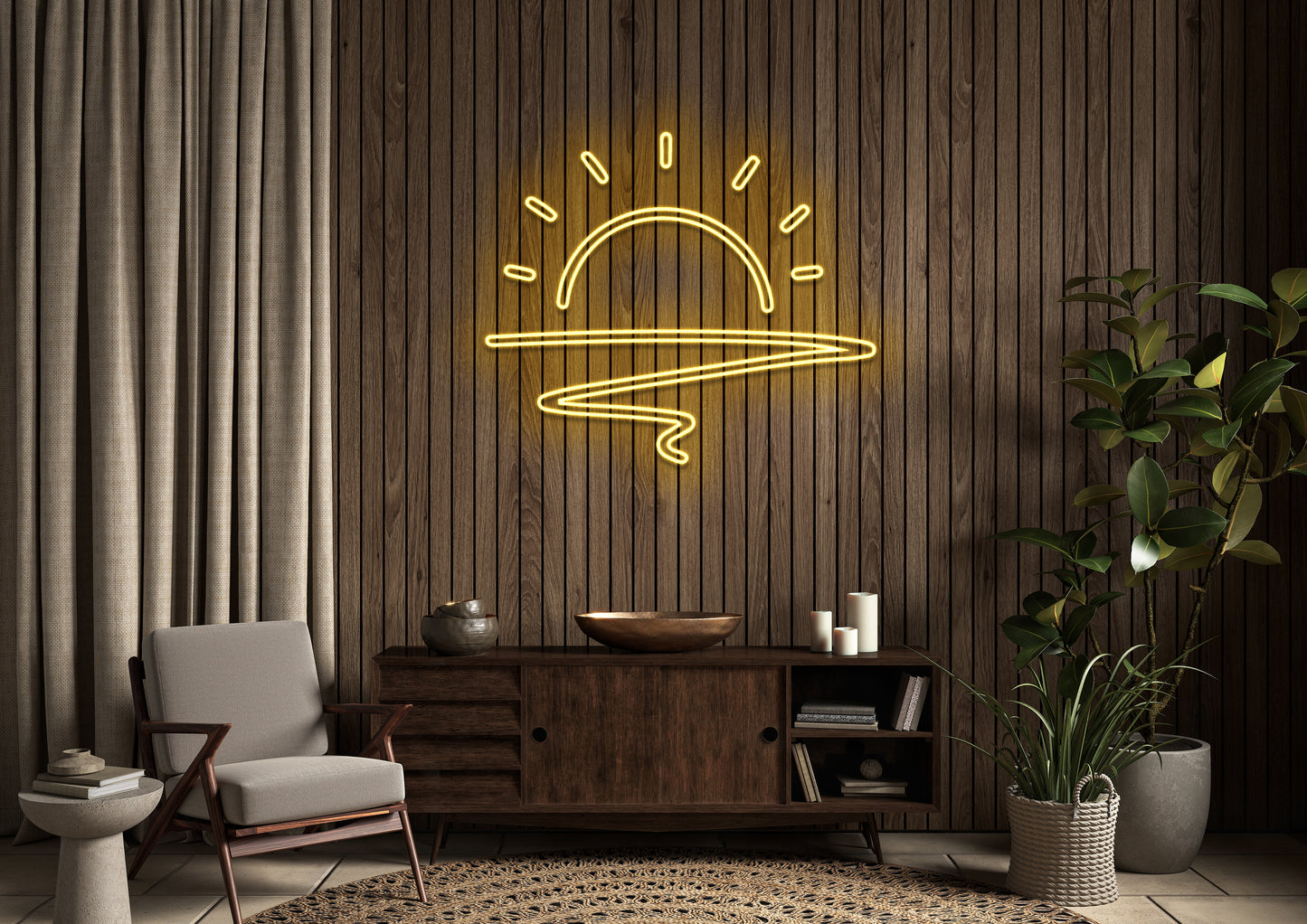 Sunset Outline (Double Line) - Neon Sign