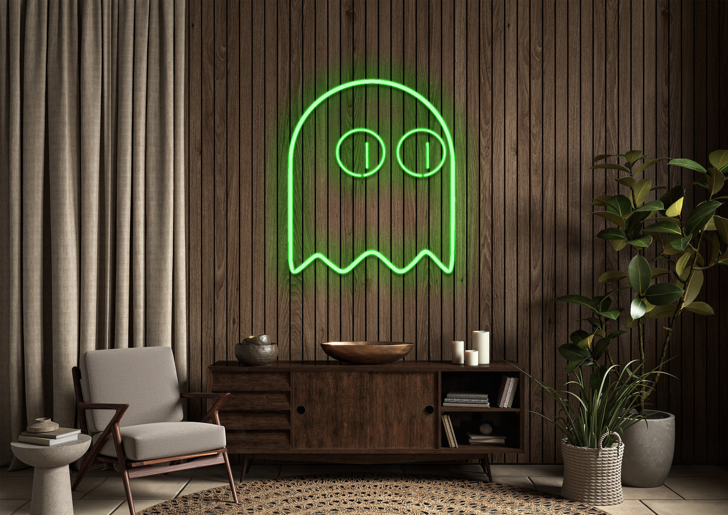 Pac Man Ghost (single line) - Neon Sign