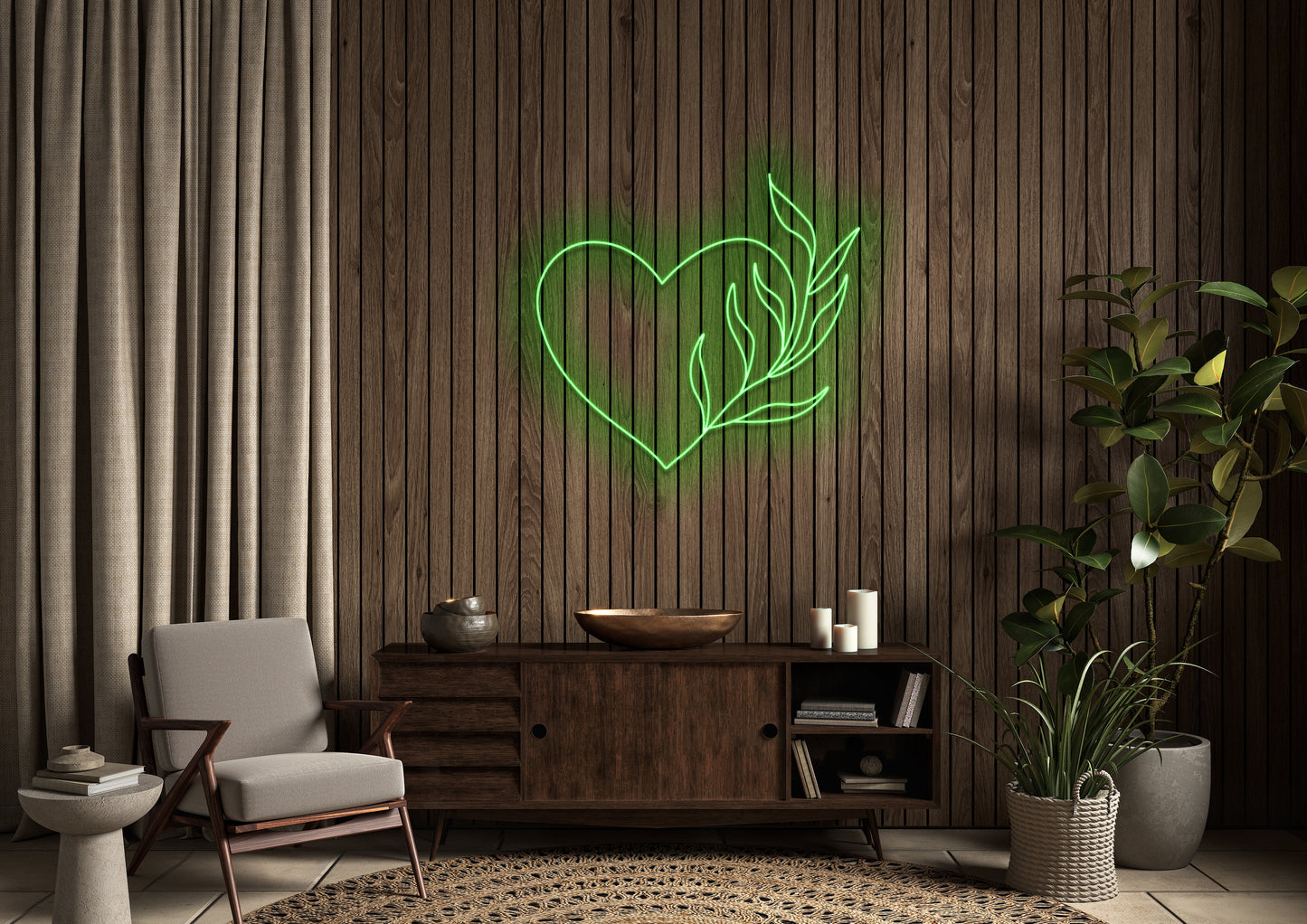 Heart Plant - Neon Sign