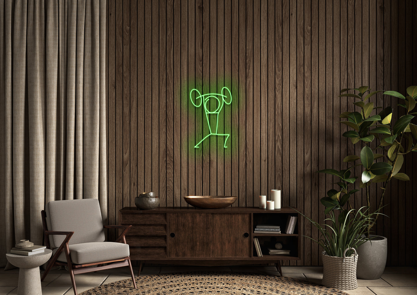 Stickman Weightlifting - Neon Sign