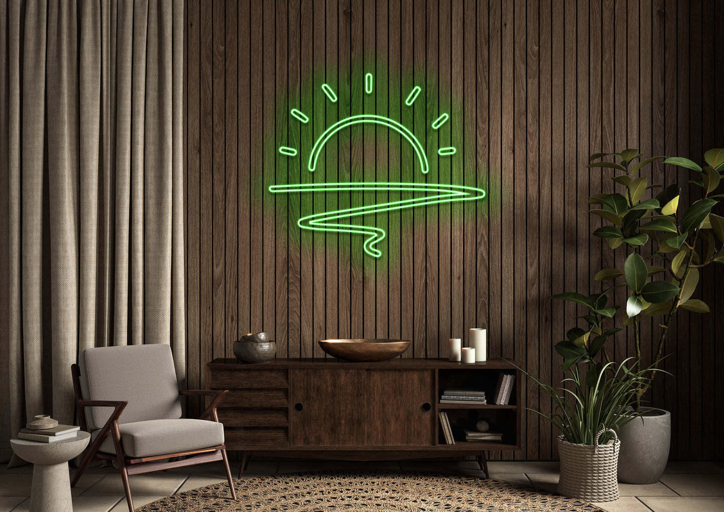 Sunset Outline (Double Line) - Neon Sign