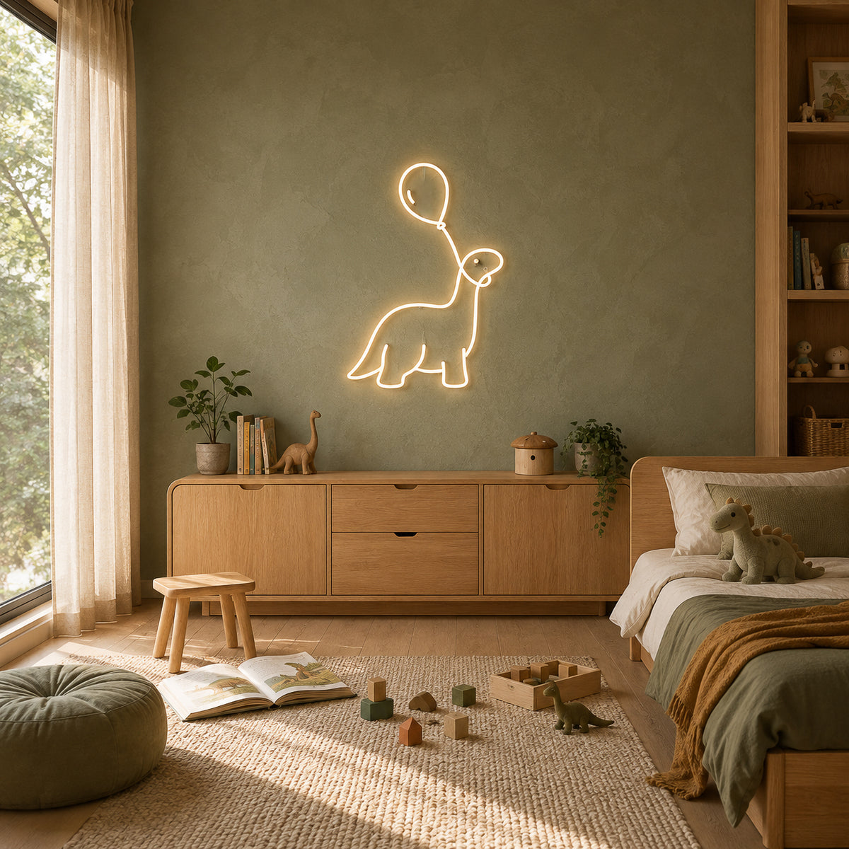 Dino & Balloon - Neon Sign