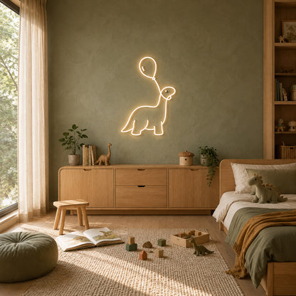Dino & Balloon - Neon Sign