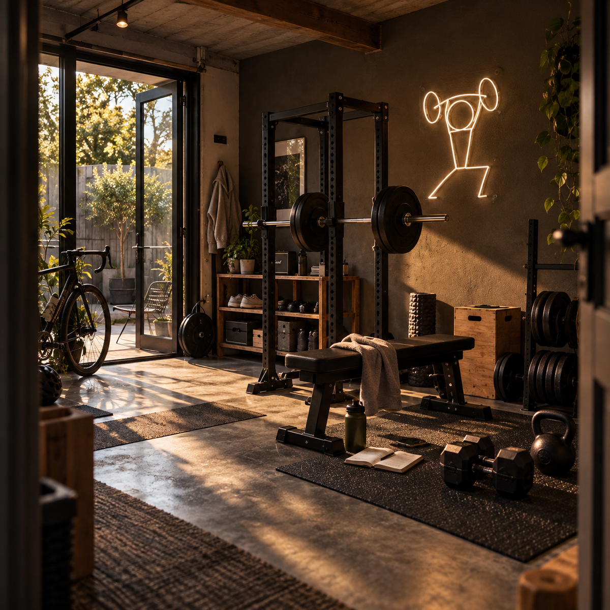 Stickman Weightlifting - Neon Sign