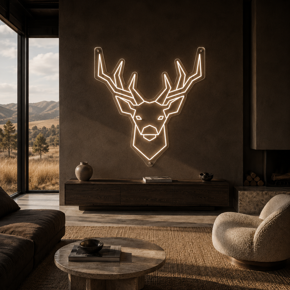 Stag Head - Neon Sign