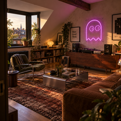 Pacman Ghost (double line) - Neon Sign