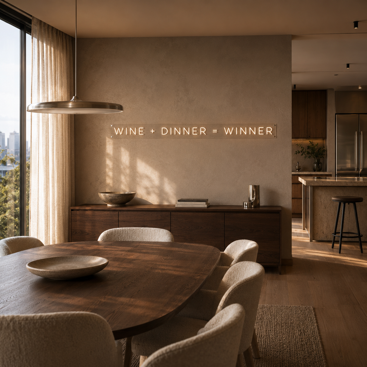 Wine + Dinner = Winner - Neon Sign
