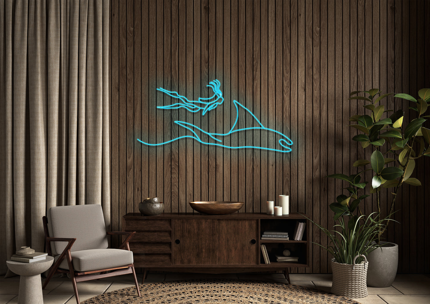 Diver and Ray - Neon Sign
