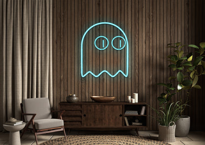 Pac Man Ghost (single line) - Neon Sign