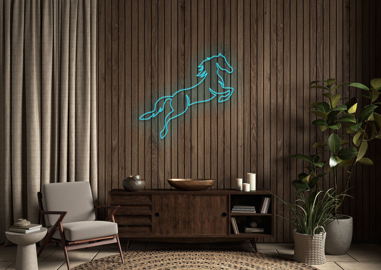 Horse Jumping - Neon Sign