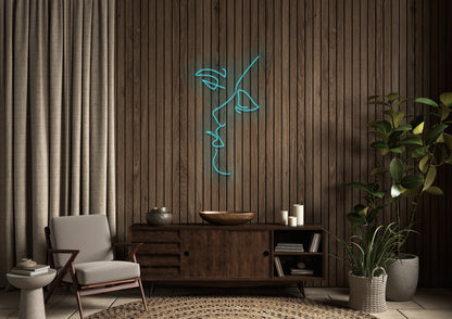 Kissing line art - Neon Sign