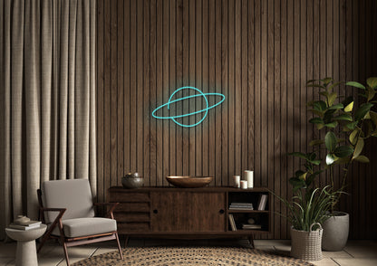 Line Drawn Planet - Neon Sign
