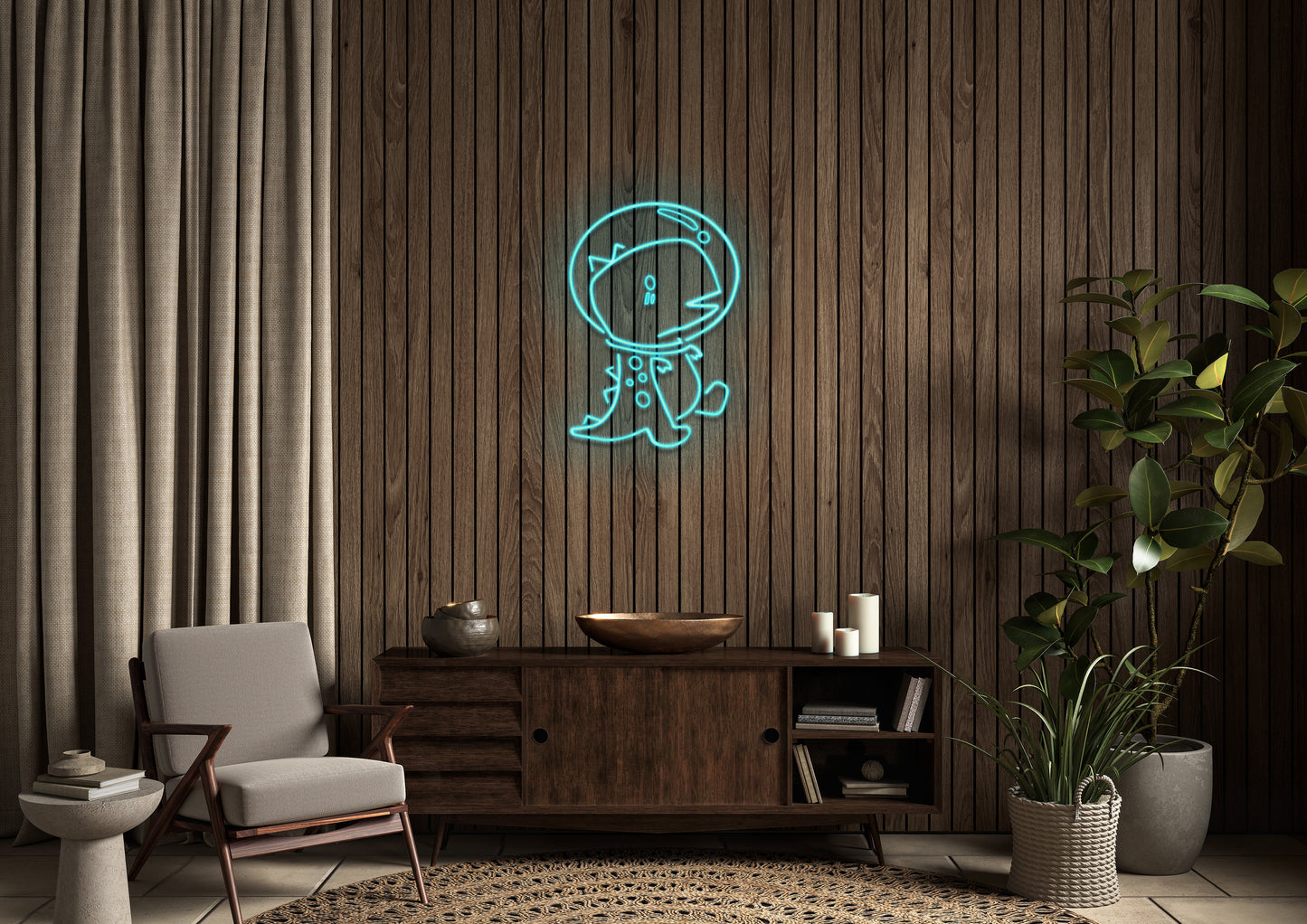 T-rex Bubble Head (single line) - Neon Sign