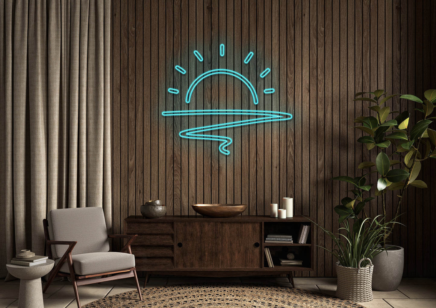 Sunset Outline (Double Line) - Neon Sign