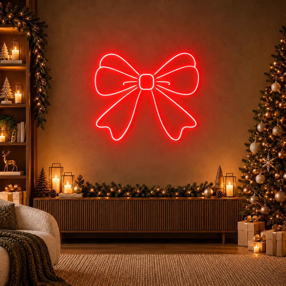 Christmas Bow - Neon Sign