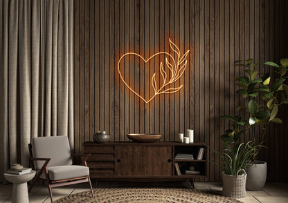 Heart Plant - Neon Sign
