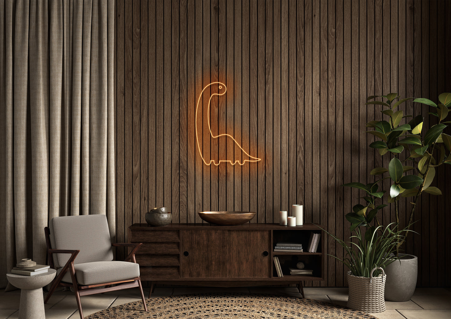 Long Neck Dino - Neon Sign