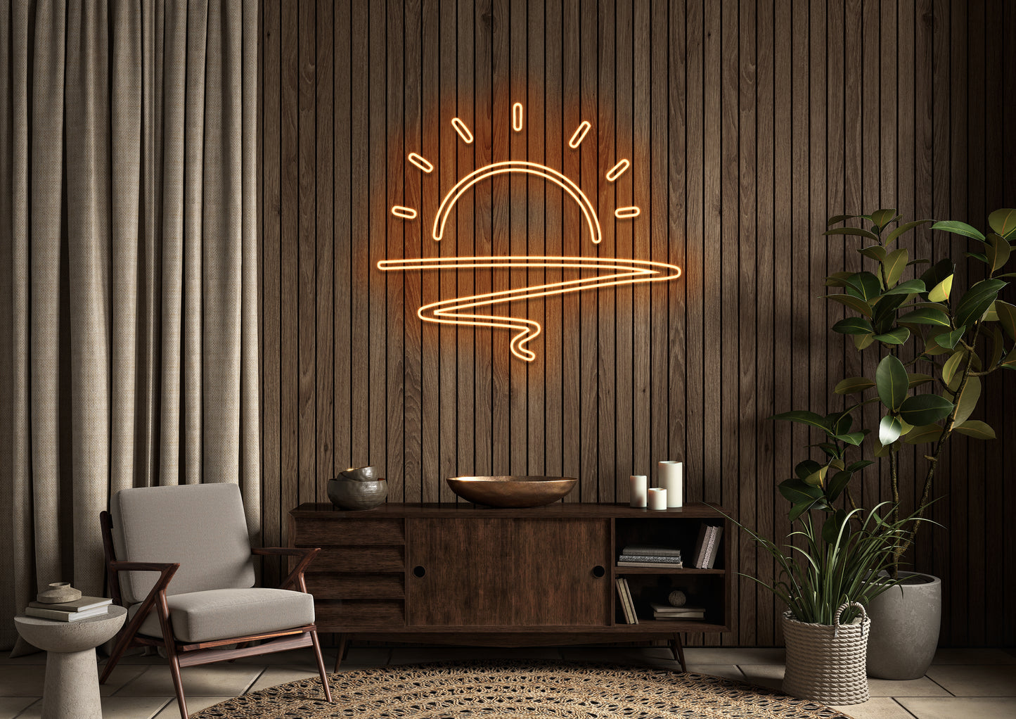 Sunset Outline (Double Line) - Neon Sign