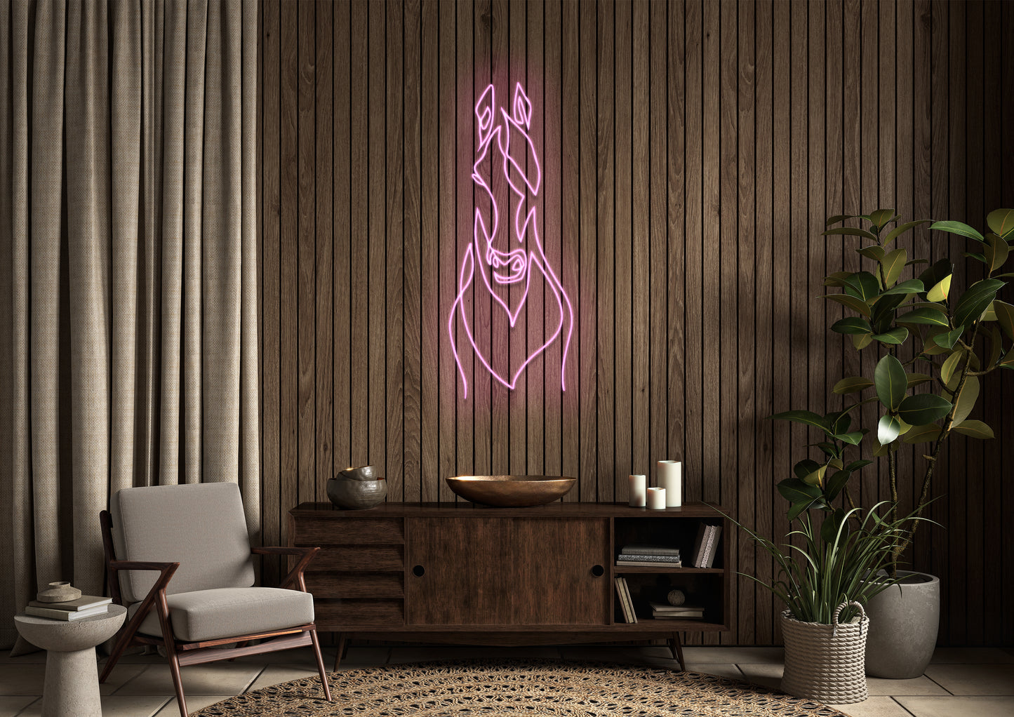 Horse Head Line Art - Neon Sign
