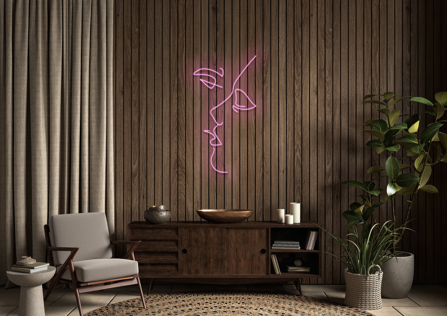 Kissing line art - Neon Sign