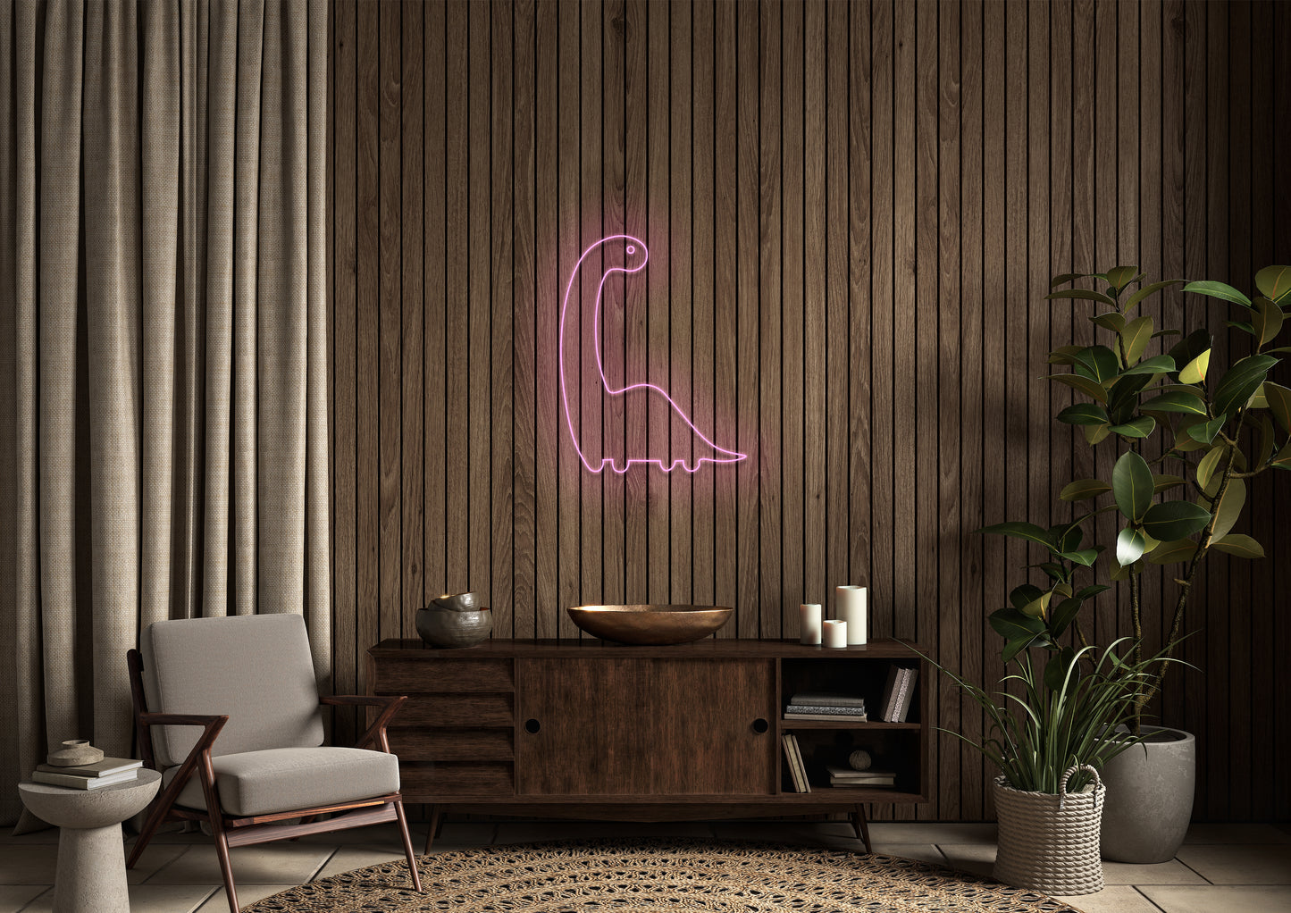 Long Neck Dino - Neon Sign